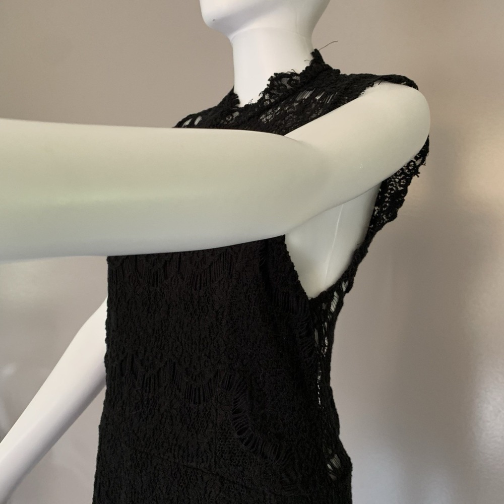 Free People Lace Dress. Black lace and open back make it sexy and comf- SZ Large - Picture 11 of 16